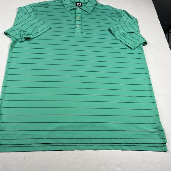 FootJoy Green Striped Golf Polo Shirt XL Performance Stretch Sporty Classic Top - Picture 2 of 11